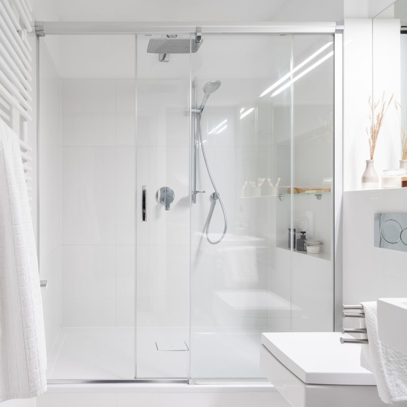 Sleek Shower with Recessed Shelves